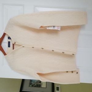 Karen Scott size L cream colored wool cardigan. New